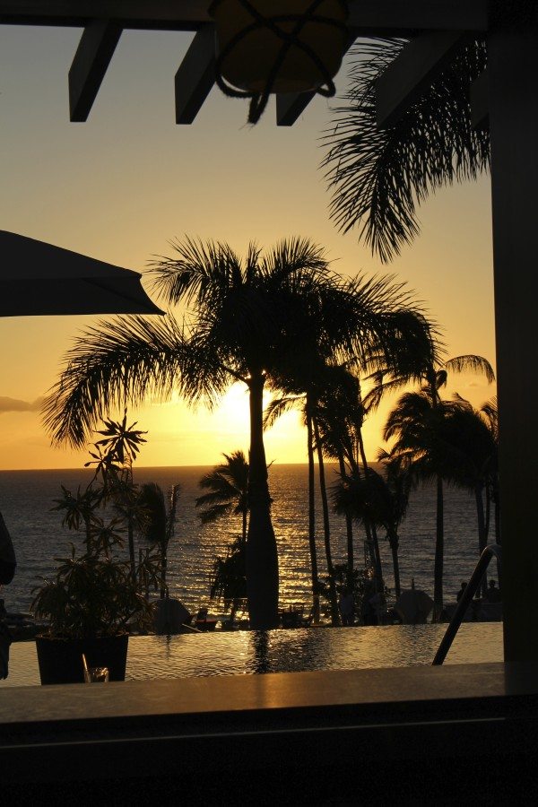 Gorgeous view of the sunset from the pool deck