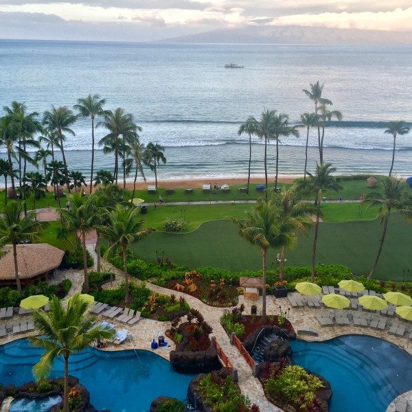 Our spectacular view of the property and the ocean from the Hyatt Residence Club Maui