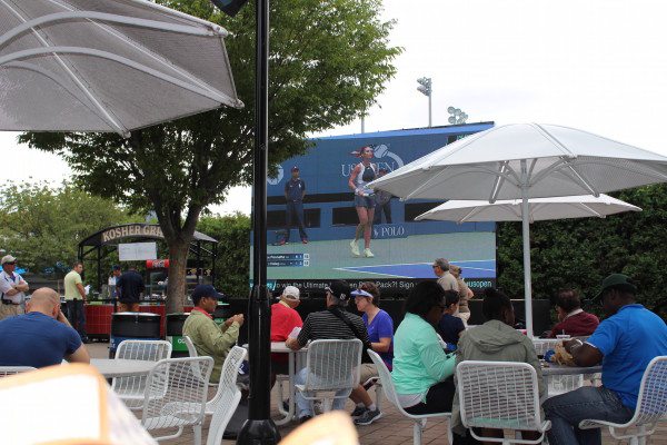 watching the US Open from the tables outside