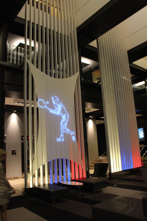 Grand Hyatt New York lobby decorated for the US Open