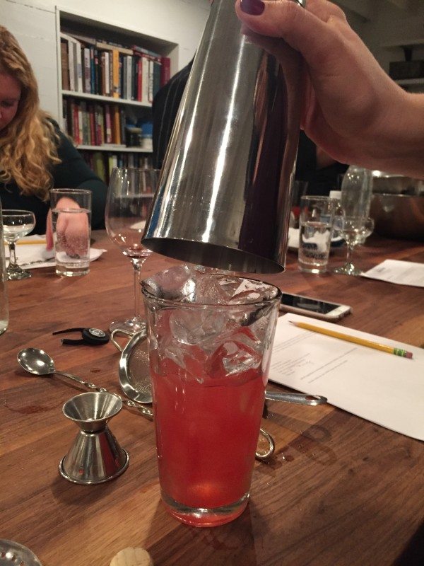 ingredients in the shaker for handcrafted cocktails