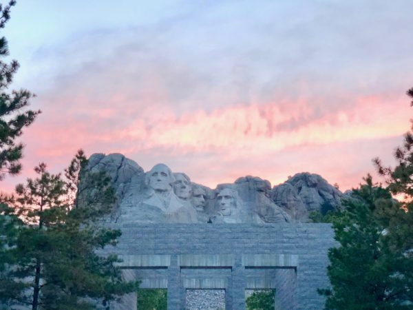 sunset at Mount Rushmore