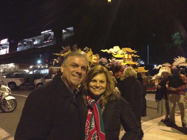 As the Rose Parade floats were arriving.