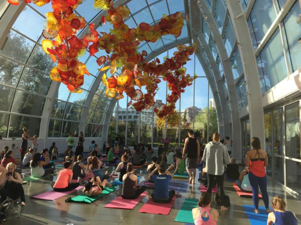 yoga class at Chihuly Garden and Glass