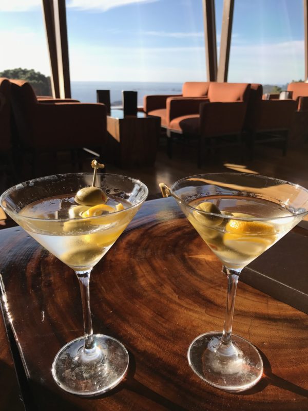 Two martinis with a view at The Hyatt Carmel Highlands. 