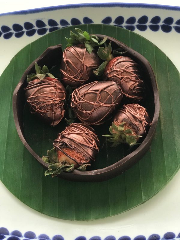 Chocolate dipped strawberries at the Andaz Mayakoba Resort