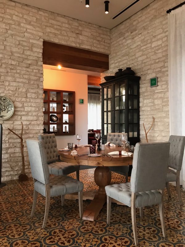 A dining table in the dining room of Casa Amate at the Andaz Mayakoba Resort.