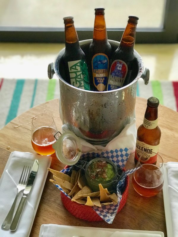 Mexican beers in a bucket with guacamole and chips at the Andaz Mayakoba Resort