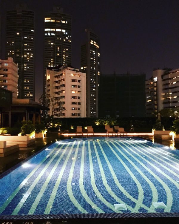 The gorgeous turquoise pool of the Marriott Marquis is one of the Ten reasons to visit Thailand.