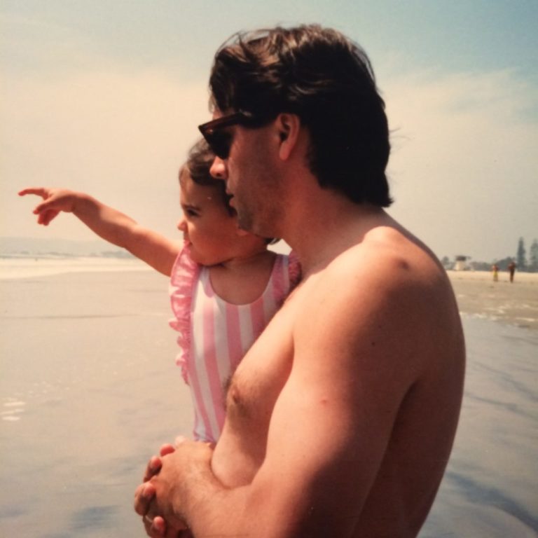 dad and baby on the beach