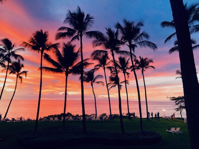 multi-colored sunset in Maui