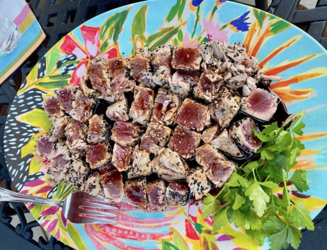 colorful platter of seared Ahi Tuna